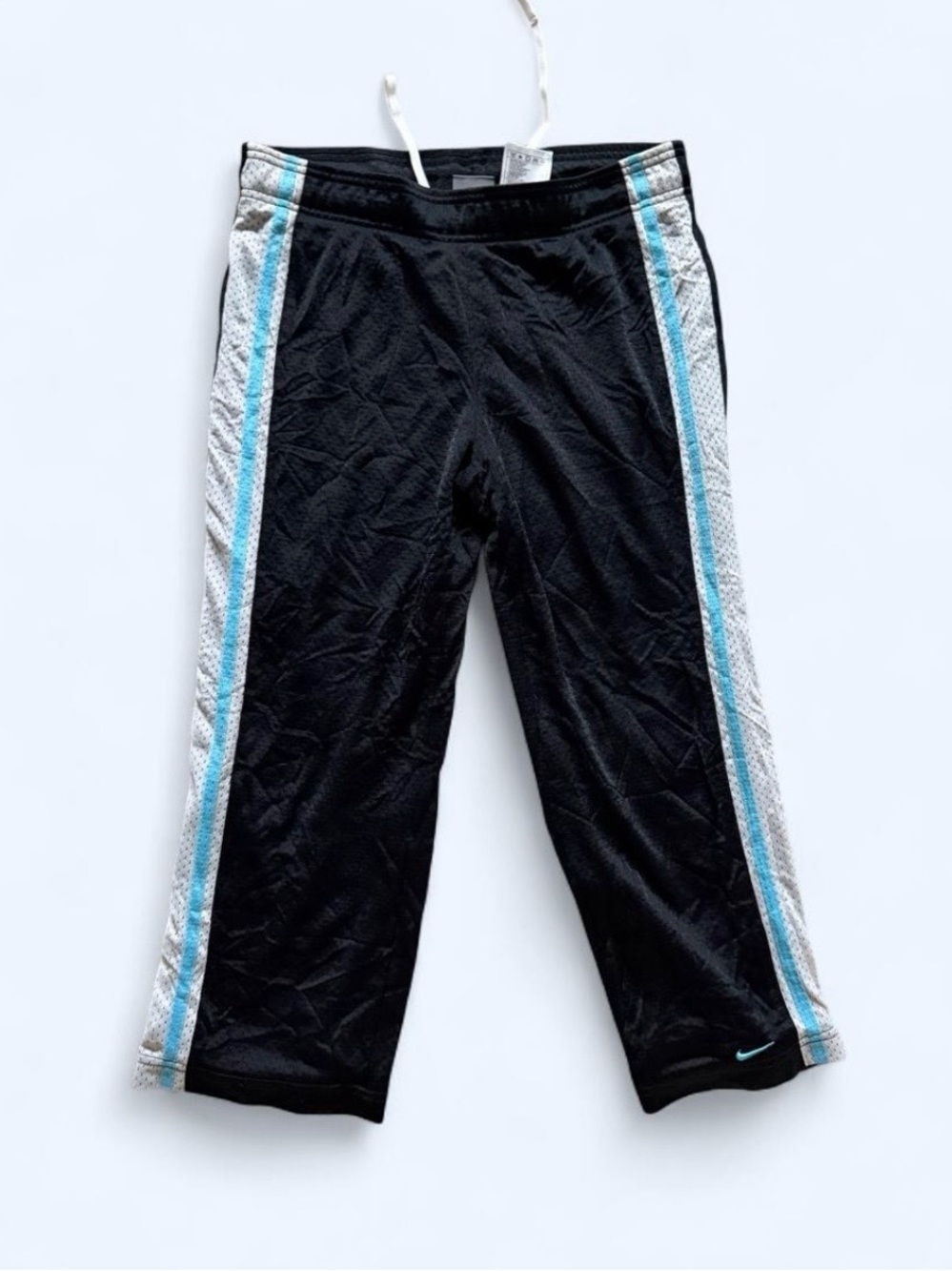 Nike Black Capri Sweatpants with Blue and Gray Side Stripes
